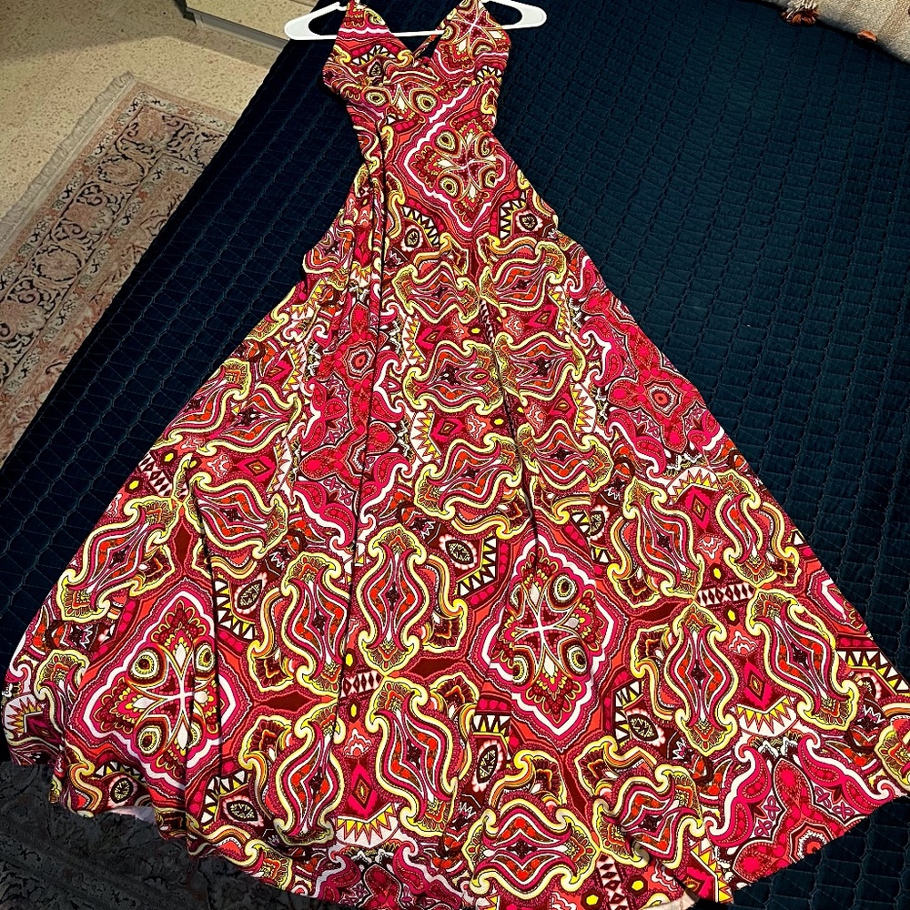 Long sexy dress.  Small.  On trend with neon colors.